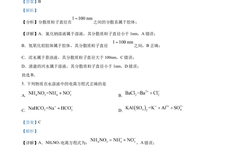 河南省九师联考2024-2025学年高一上学期11月期中化学试题Word版含解析_2024年12月试卷_1203河南省九师联考2024-2025学年高一上学期11月期中考试