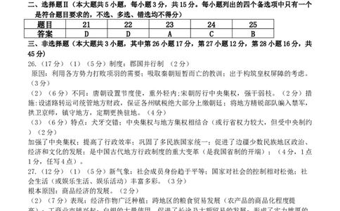 浙江省丽水市五校高中发展共同体2024-2025学年高一上学期期中考试历史试题答案_2024年11月试卷_1123浙江省丽水市五校高中发展共同体2024-2025学年高一上学期11月期中联考