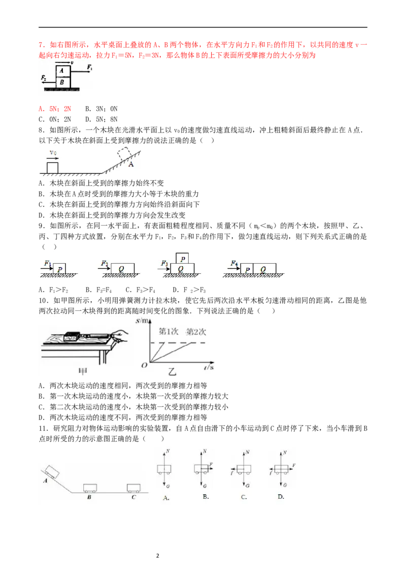 初中物理摩擦力专题_初物_1初中物理