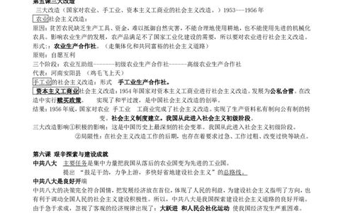 2018新人教版八年级下册历史期中考试复习提纲_初中_人教版初中历史新八下_5.知识点+复习资料（多套）_人教版八年级历史下册期末知识考点复习资料课件打包