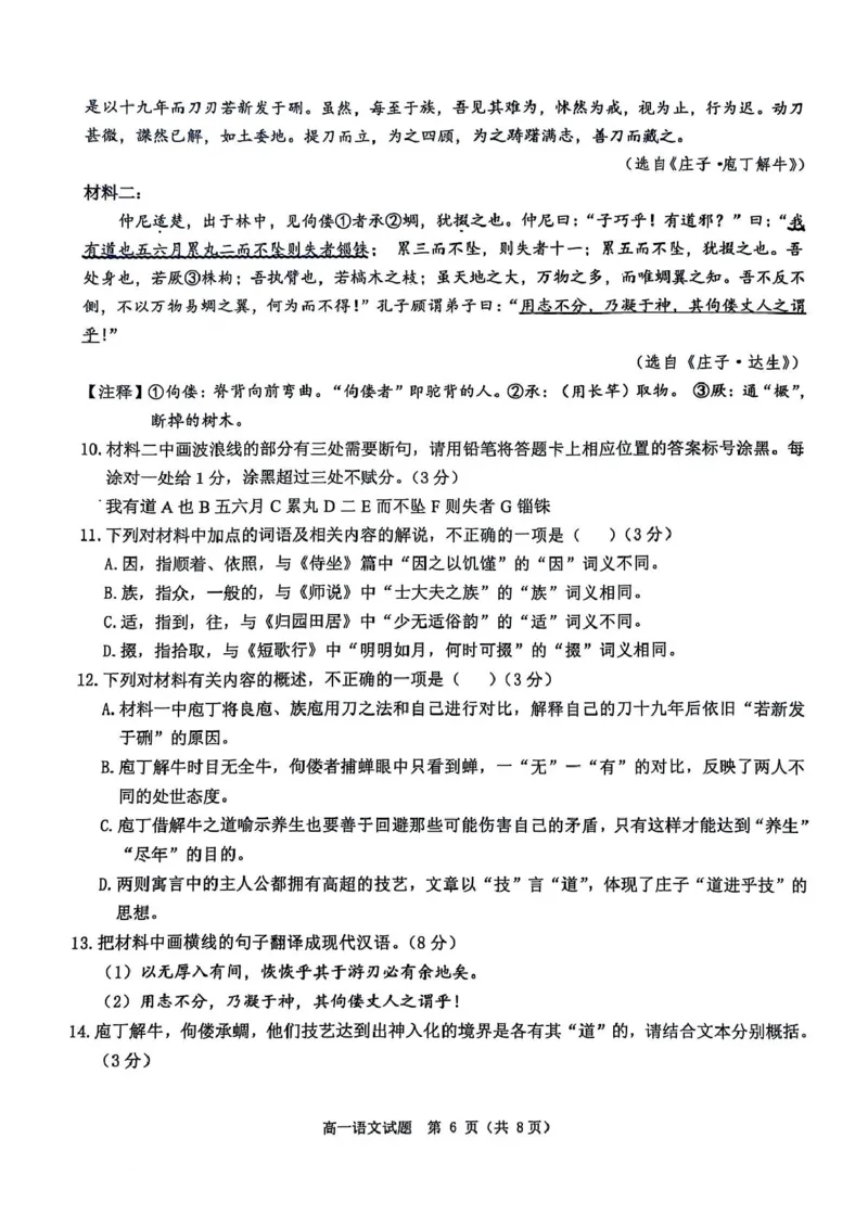 河南省驻马店市环际大联考2024-2025学年高一下学期3月月考语文试题_2025年03月试卷_0331河南省驻马店市环际大联考2024-2025学年高一下学期阶段考试（一）