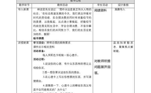 5合理消费（第一课时）+教案-四年级下册道德与法治_A493小学道法_26新四年级道法下册（统编版）_教学教案_教案四