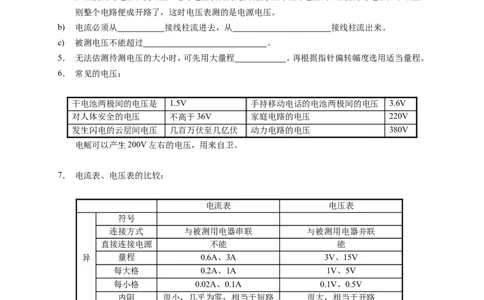 初中物理同步讲义9年级第7讲：电压、串并联电路中电压的规律（学生版）_初物_人教版初中物理初二三同步讲义习题练习八九年级电子资料word素材_20250116_181533