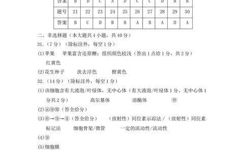 浙江省丽水市五校高中发展共同体2024-2025学年高一上学期11月期中联考生物试题答案_2024年11月试卷_1123浙江省丽水市五校高中发展共同体2024-2025学年高一上学期11月期中联考