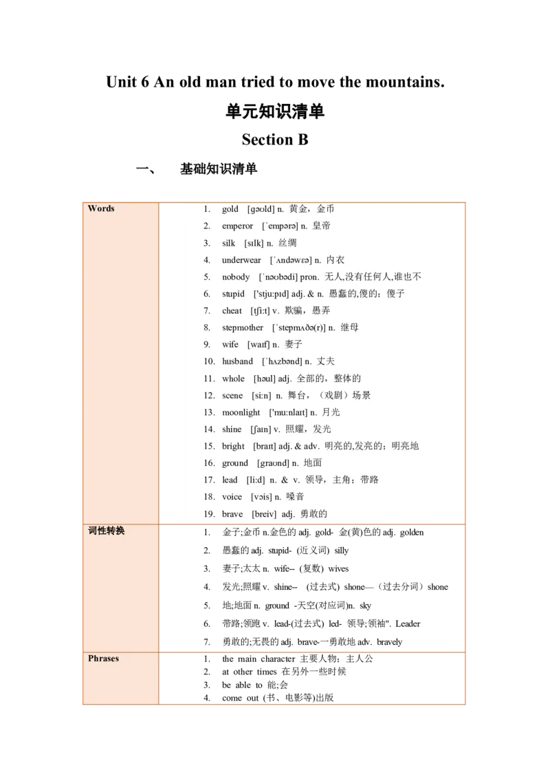 Unit6单元知识清单SectionB(基础+知识点+写作)-（人教版）_最新人教版英语八年级下册_旧版（有参考价值）_版本二_八年级英语下册（人教版）_知识清单