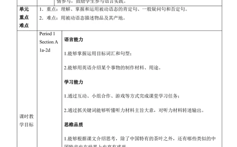 Unit5大单元教学设计_最新人教版英语九年级全册_新更新初中英语9全_新修订版英语9全一册教案课件-新修订版，第二单元有改动_核心素养教案