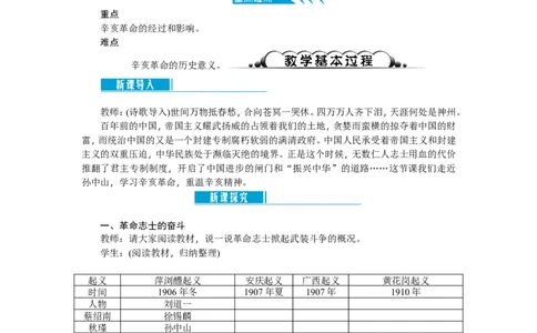八年级历史上册教案：第09课　辛亥革命_初中_人教版初中历史新八上_2.教案+学案（多套）_全册教案_第2套：部编人教版8年级历史上册全册教案（26份）含板书及课堂小结