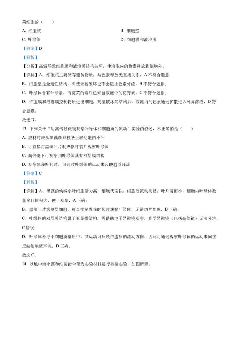浙江省丽水发展共同体2025-2026学年高一上学期11月期中生物试题Word版含解析_2025年12月高一试卷_251210浙江省丽水发展共同体2025-2026学年高一上学期11月期中（全）
