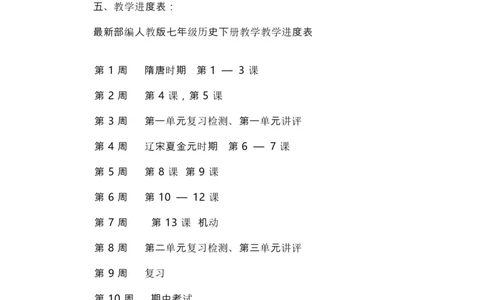 七下历史教学工作计划及进度表_新版初中_最新历史七年级下册_赠送：老版本课件教案参考和新版课文好多一样仍具有很高参考价值_七下新版课件教案（第一套）
