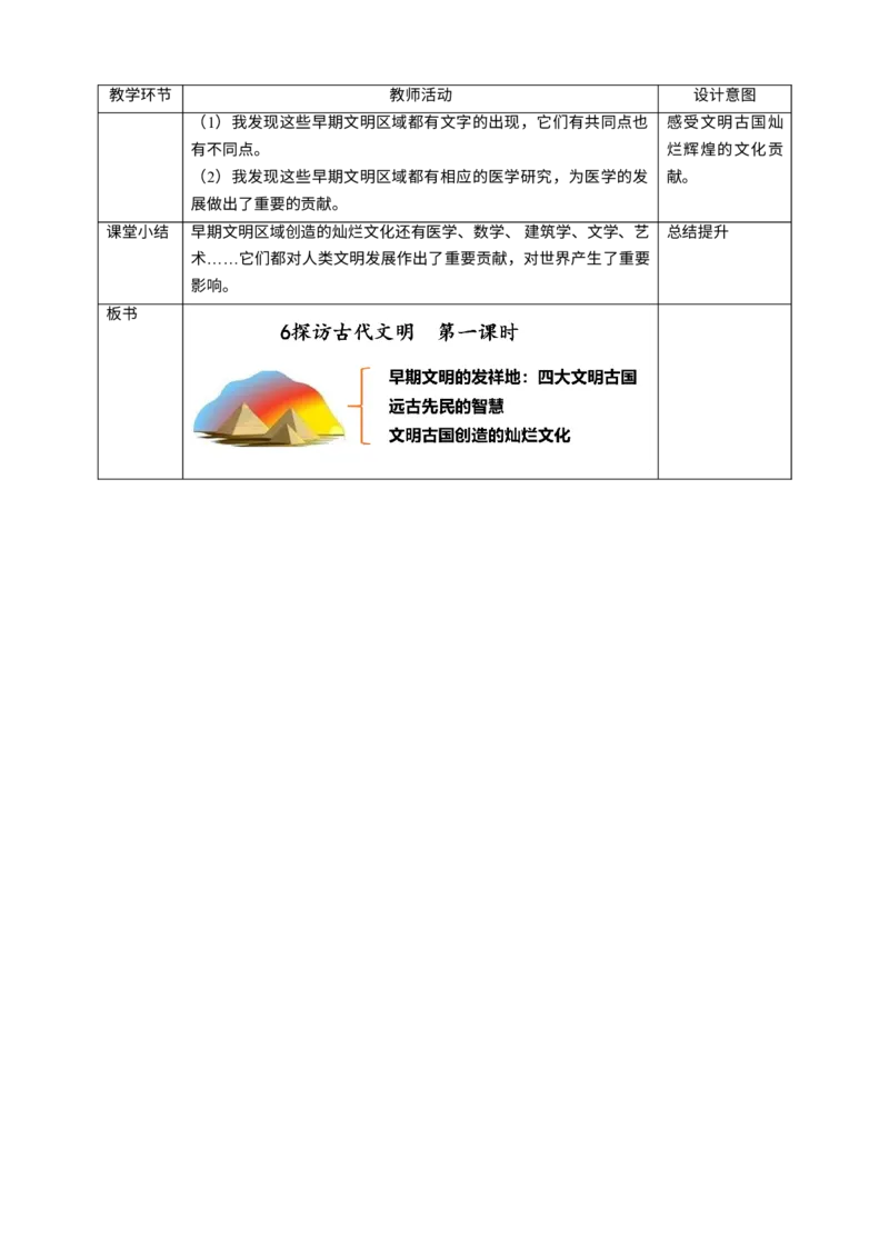 6探访古代文明第一课时教案_A493小学道法_26新六年级道法下册（统编版）_教学教案_教案一