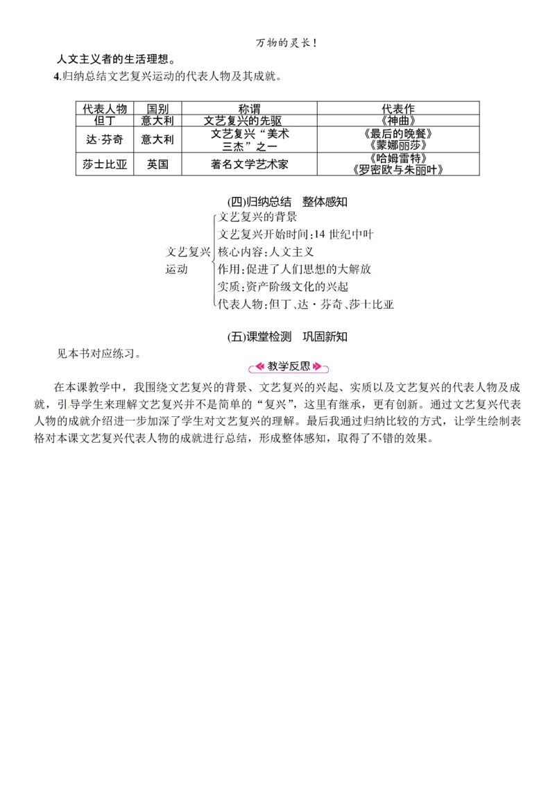 第14课　文艺复兴运动_初中_人教版初中历史新九上_2.教案+学案（多套）_教案（3套）含板书及反思部编9上册教案_第2套：部编人教版9年级历史上册全册教案（21份）含板书及反思