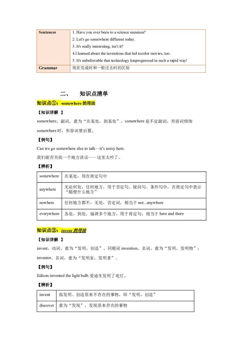 Unit9单元知识清单SectionA(基础+知识点+语法)-（人教版）_最新人教版英语八年级下册_旧版（有参考价值）_版本二_八年级英语下册（人教版）_知识清单
