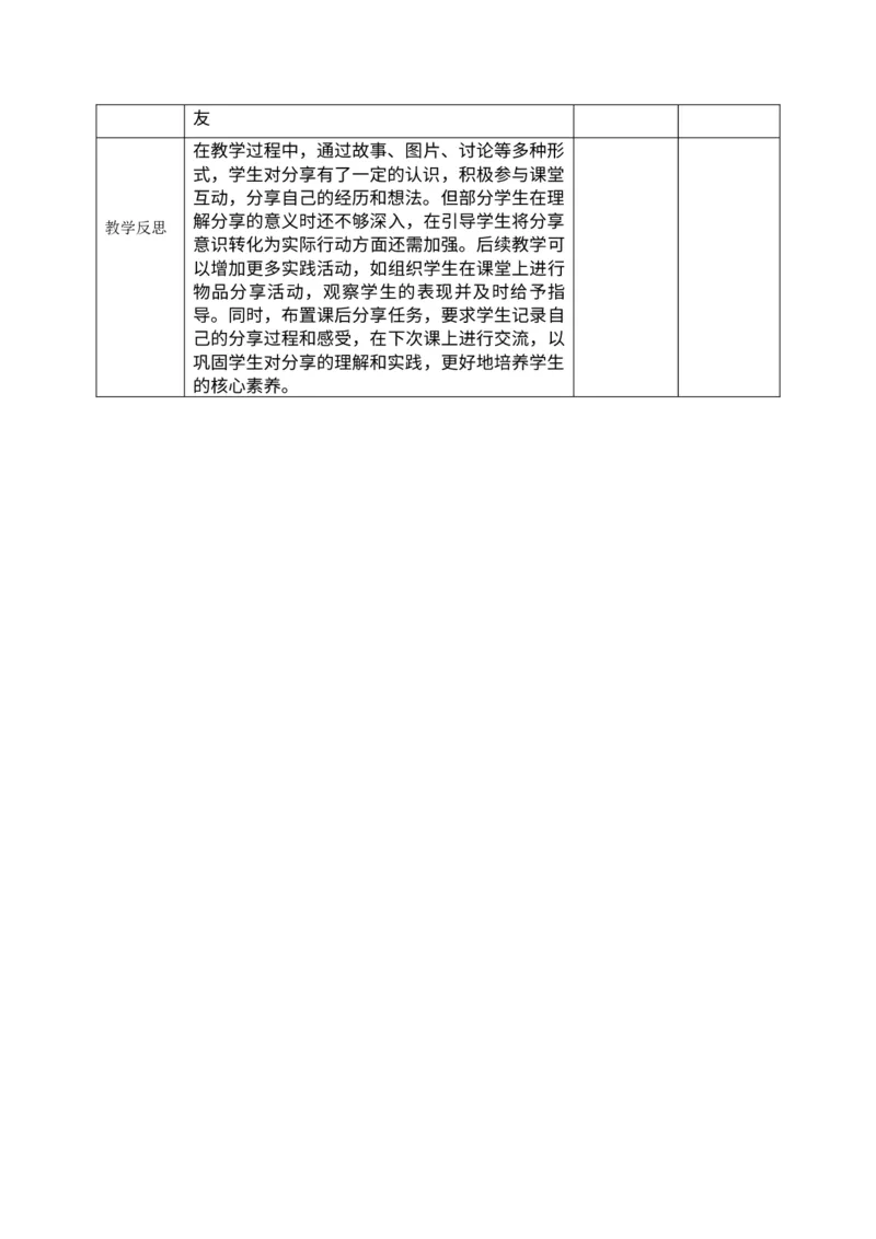 核心素养2.3我们爱分享第一课时教案_A493小学道法_人教版小学道德与法治教学资源包_人教版小学道德与法治（新教材123年级）(2025秋新版)_1年级下册（25春）_PPT课件+教案