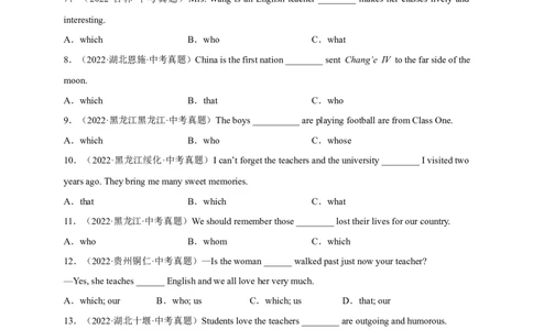 Unit9刷语法定语从句和关系代词(重点语法提升练)-九全一册单元模块满分必刷题_最新人教版英语九年级全册_新更新初中英语9全_07习题试卷_（2）单元试卷_单元测试卷3