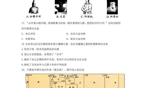七年级下学期期中测试卷_新版初中_最新历史七年级下册_赠送：老版本课件教案参考和新版课文好多一样仍具有很高参考价值_七下新版课件教案（第一套）_07单元期中期末7下历史