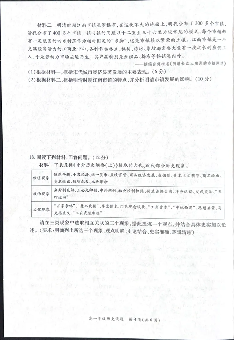 河南省南阳市六校2024-2025学年高一上学期12月第二次联考历史试卷_2024年12月试卷_1222河南省南阳市2024年秋期高一年级六校第二次联考