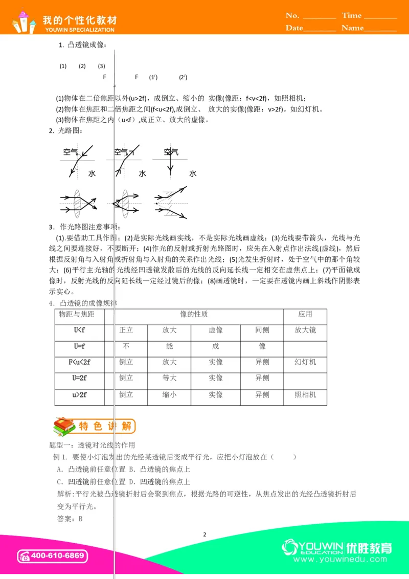初中物理同步讲义8年级第11讲：透镜、凸透镜成像的规律&nbsp;（教师版）_初物_人教版初中物理初二三同步讲义习题练习八九年级电子资料word素材_20250116_181533