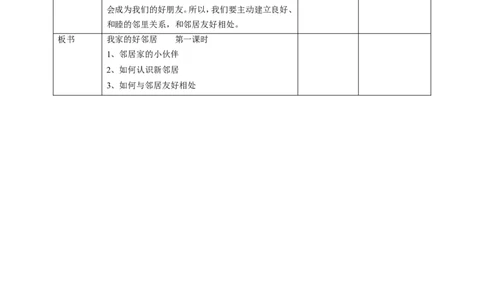 6我家的好邻居第一课时教案_A493小学道法_26新三年级道法下册（统编版）_版本一_部编版道德与法治3下_旧版_道法3下课件教案_01.道法3下第2套课件+核心素养教案