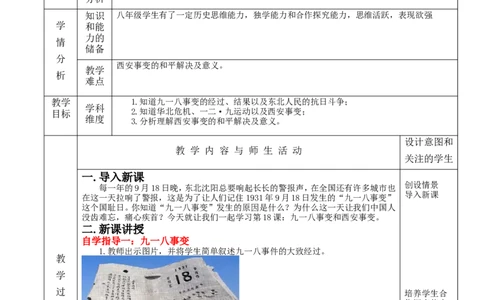 从九一八事变到西安事变教案_初中_人教版初中历史新八上_1.课件ppt+教案等资源（多套）_第1套：课件ppt+教案+作业课件_第六单元_教案