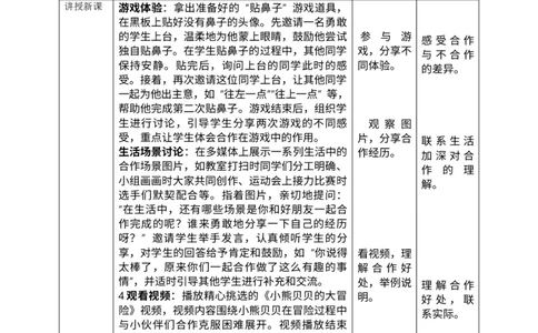核心素养2.4大家来合作第一课时教案_A493小学道法_人教版小学道德与法治教学资源包_小学道法单独教案方便下载（1-6上下册）（2024秋旧版）_1-6下册（道德与法治教学设计）