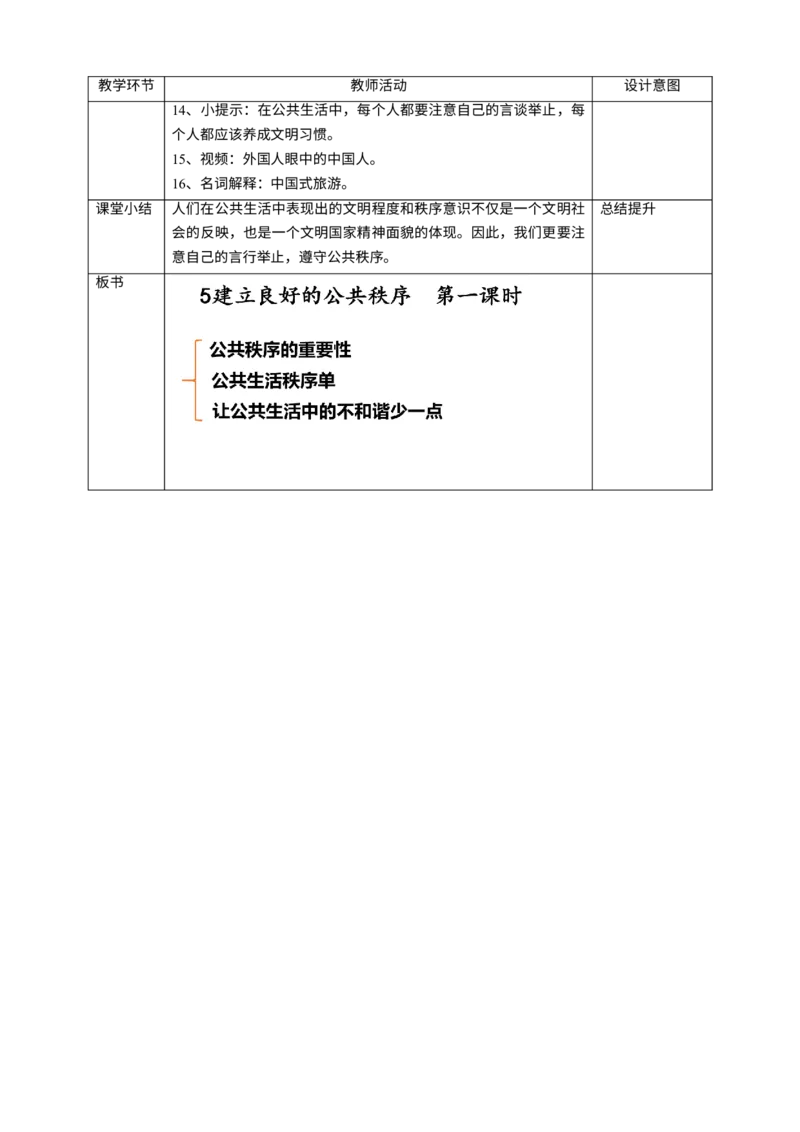 5建立良好的公共秩序第一课时教案_A493小学道法_26新五年级道法下册（统编版）_教学教案_教案四