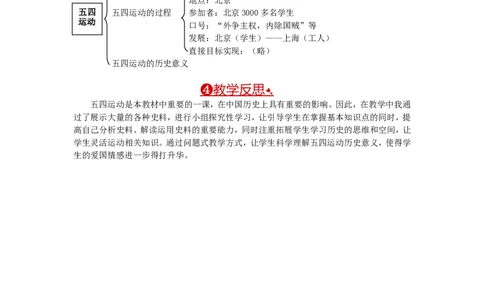 教案第13课五四运动_初中_人教版初中历史新八上_2.教案+学案（多套）_全册教案_第1套：部编人教版8年级历史上册全册教案（26份）含板书及反思