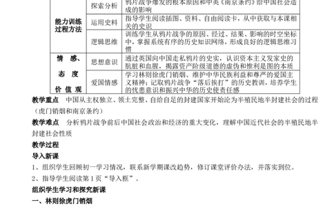 人教版八年级历史上册全套教案_初中_人教版初中历史新八上_2.教案+学案（多套）_全册教案
