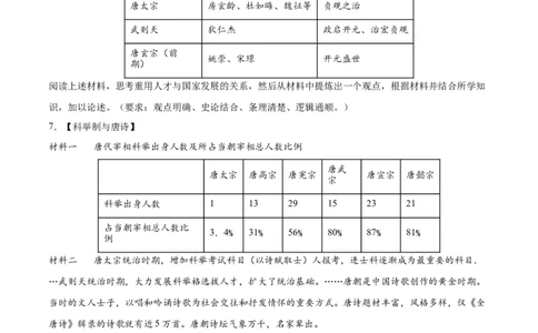 七年级历史下学期期中复习&middot;历史观点论述题专项50练（原卷版）_新版初中_最新历史七年级下册_2025秋季新版初中历史课件教案_05.历史7下-试题_专题训练