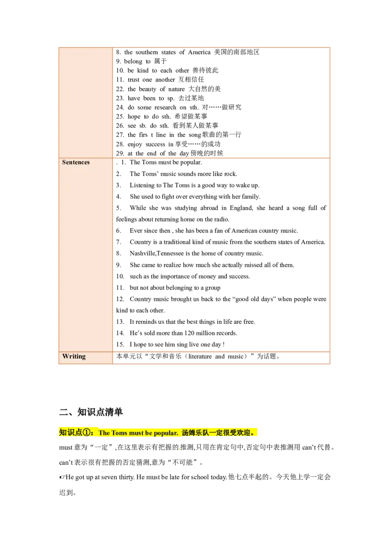 Unit8单元知识清单SectionB(基础+知识点+写作)_最新人教版英语八年级下册_旧版（有参考价值）_版本二_八年级英语下册（人教版）_知识清单