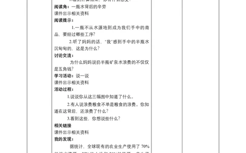 6有多少浪费本可避免（第一课时）+教案-四年级下册道德与法治_A493小学道法_26新四年级道法下册（统编版）_教学教案_教案四