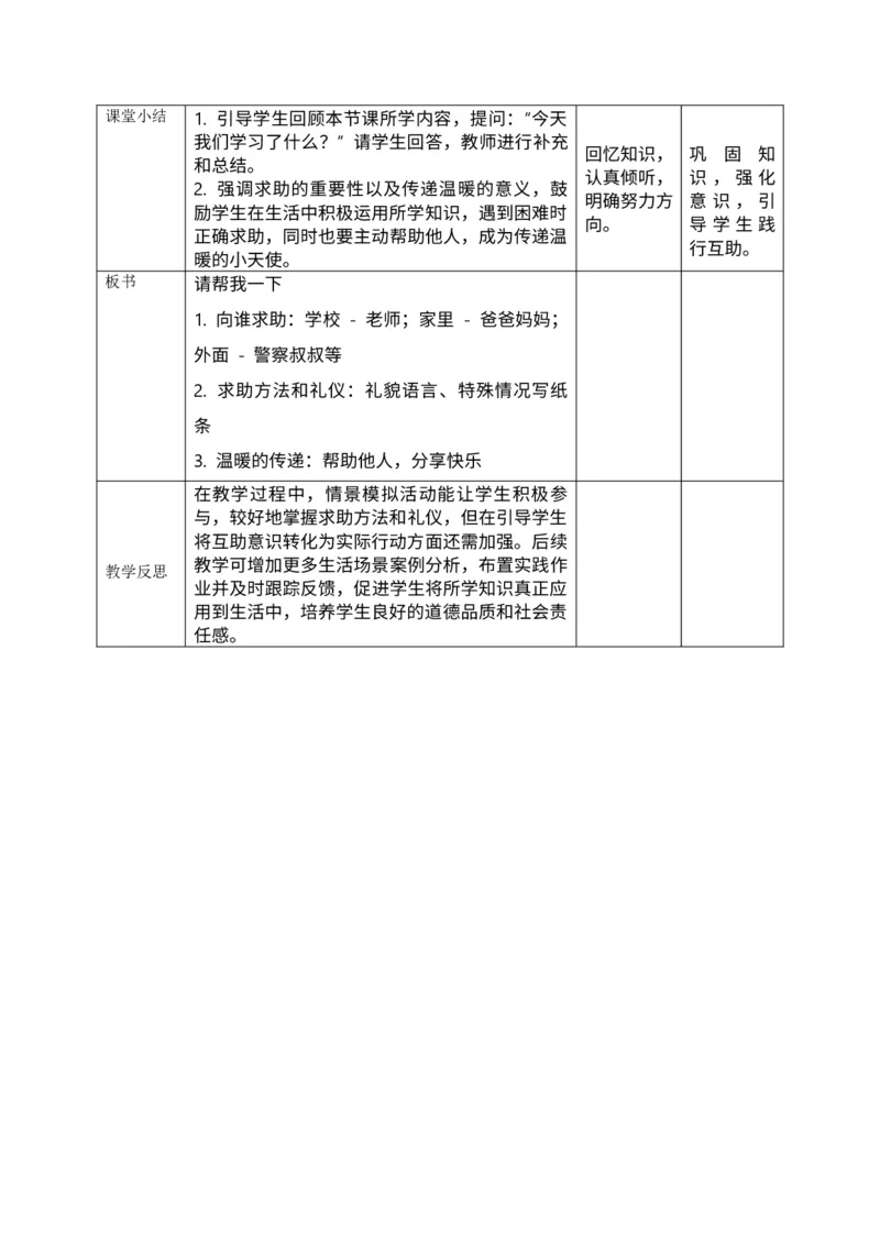 核心素养2.2请帮我一下第二课时教案_A493小学道法_人教版小学道德与法治教学资源包_人教版小学道德与法治（新教材123年级）(2025秋新版)_1年级下册（25春）_PPT课件+教案