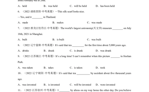 Unit6刷语法一般过去时的被动语态(重点语法提升练)-九全一册单元模块满分必刷题_最新人教版英语九年级全册_新更新初中英语9全_07习题试卷_（2）单元试卷_单元测试卷3