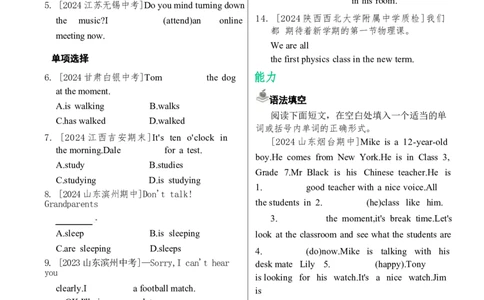 Unit5同步练习-人教版英语七年级下册_最新人教版英语七年级下册_22025人教新版英语视频七下_赠送2025春人教七下课时同步练习