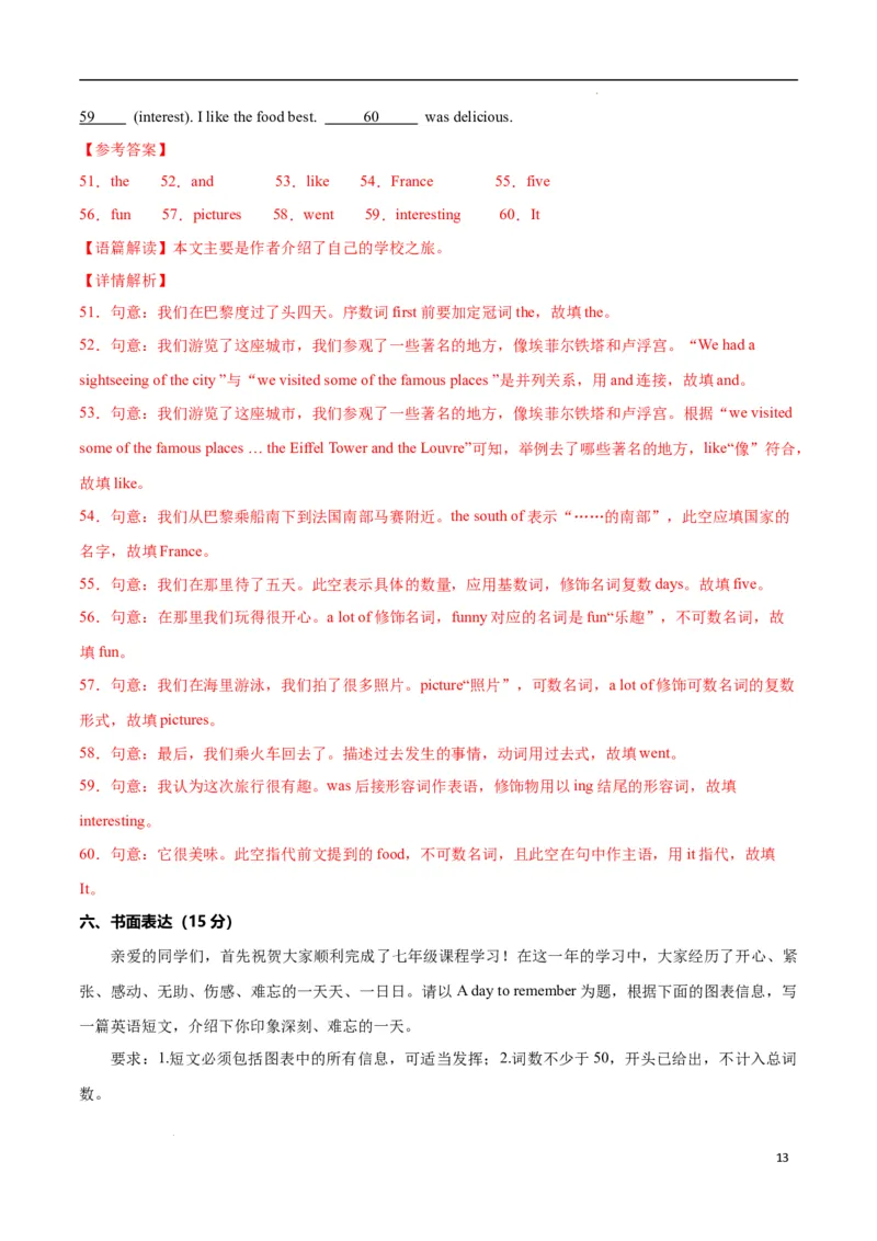 Unit7ADaytoRemember.（单元测试）（解析版）_最新人教版英语七年级下册_七下英语2025版_22.单元期中期末试卷_单元测试