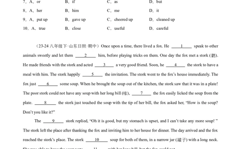 Unit6单元话题完形填空练习（学生版）_最新人教版英语八年级下册_旧版（有参考价值）_版本二_八年级英语下册（人教版）_单元重难点易错题精练-U216