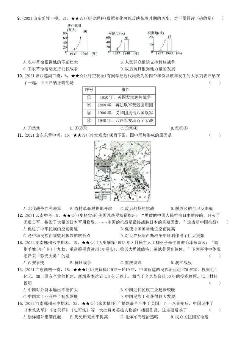 〖卷16期末核心素养测评卷（二）（学生练习版：答案解析最后）_新版初中_最新历史八年级上册_旧版_07习题试卷8上历史_4、期末试卷