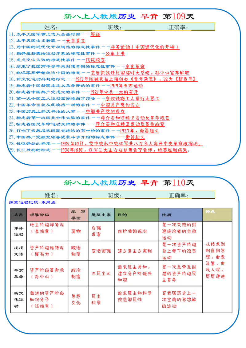 25秋新八上人教版历史112天天背诵版_新版初中_最新历史八年级上册_2025秋季新版_第三套全_08.单元必背知识（背诵版+默写版）_小纸条