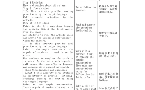 Unit7Teenagersshouldbeallowedtochoosetheirownclothes表格式教案5_最新人教版英语九年级全册_新更新初中英语9全_05教案（多套）_分课时教案2_unit7