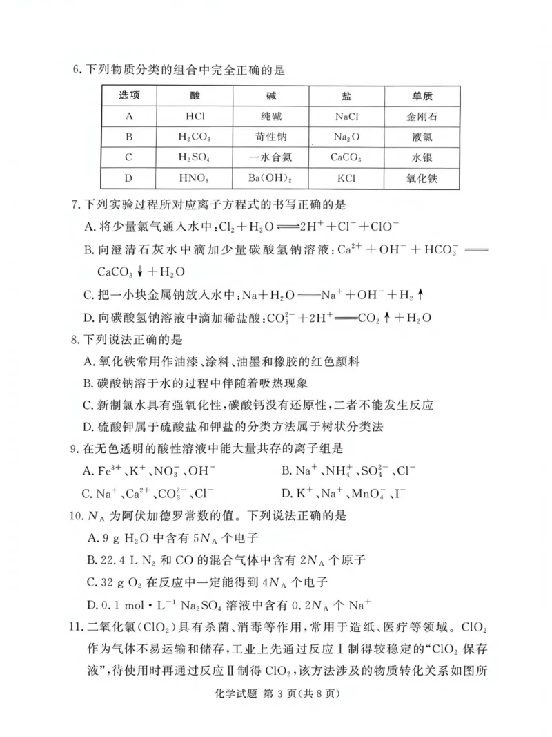 河南省漯河市湘豫名校联考2025-2026学年高一上学期12月月考化学试题_2025年12月高一试卷_251219湘豫名校联考2025-2026学年高一(上)12月阶段性质量检测（全）