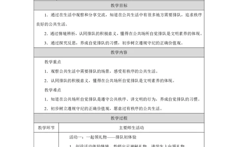 大家排好队（第1课时）_教学设计_A493小学道法_人教版小学道德与法治教学资源包_小学道法单独教案方便下载（1-6上下册）（2024秋旧版）_1-6上册（道德与法治教学设计）_智慧教育教案