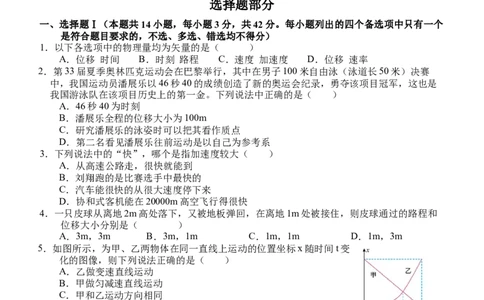 浙江省丽水市五校高中发展共同体期中联考2024-2025学年高一上学期11月期中物理试题_2024年11月试卷_1123浙江省丽水市五校高中发展共同体2024-2025学年高一上学期11月期中联考