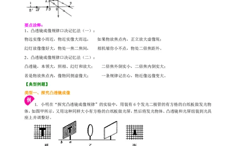 凸透镜成像的规律知识讲解（提高）_初物_人教版初中物理初二三同步讲义习题练习八九年级电子资料word素材_20250116_181533_最新人教版初中物理初二上册_40提高凸透镜成像的规律