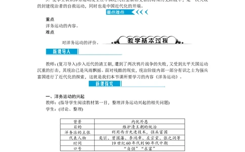 八年级历史上册教案：第04课　洋务运动_初中_人教版初中历史新八上_2.教案+学案（多套）_全册教案_第2套：部编人教版8年级历史上册全册教案（26份）含板书及课堂小结