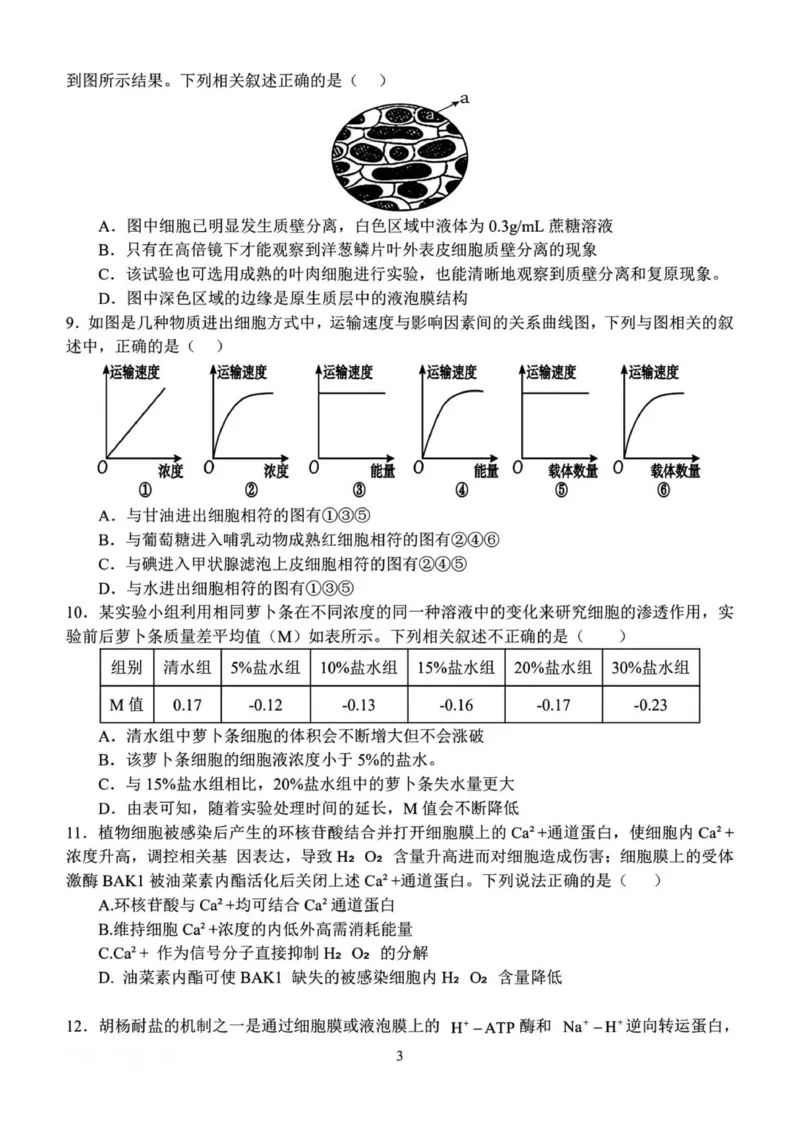 河南省南阳市第一中学校2025&mdash;2026学年高一上学期12月考试生物试题（图片版，含答案）_2025年12月高一试卷_251213河南省南阳市第一中学校2025-2026学年高一上学期12月月考（全）