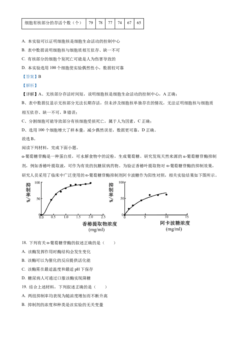 浙江省ZDB联盟2025-2026学年高一上学期11月期中生物试题Word版含解析_2025年11月高一试卷_251127浙江省浙东北县域名校发展联盟2025-2026学年高一上学期11月期中联考试题（ZDB）（全）