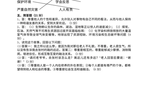 人教部编版六年级下册道德与法治期中测试题及答案1_A493小学道法_26新六年级道法下册（统编版）_期中+期末-K151