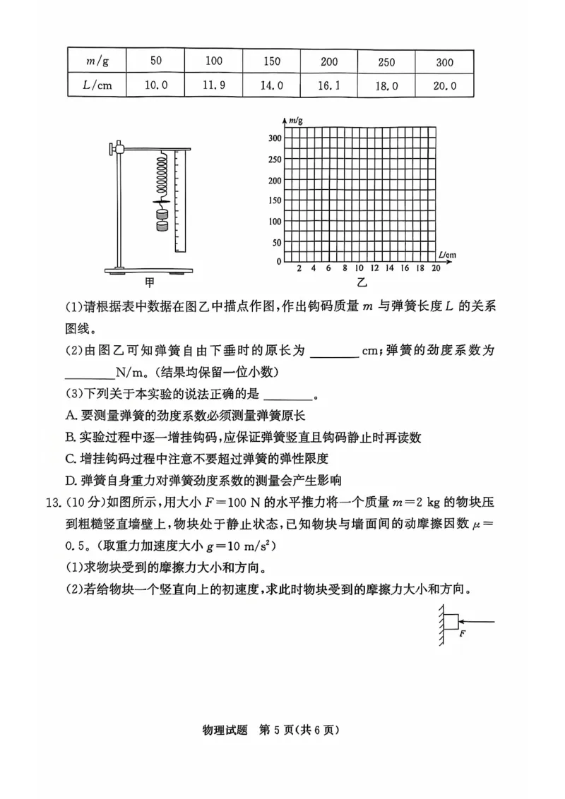 河南驻马店2024-2025学年（上）高一年级期中考试物理试题_2024年11月试卷_1122青桐鸣河南省普通高中2024-2025学年高一上学期期中