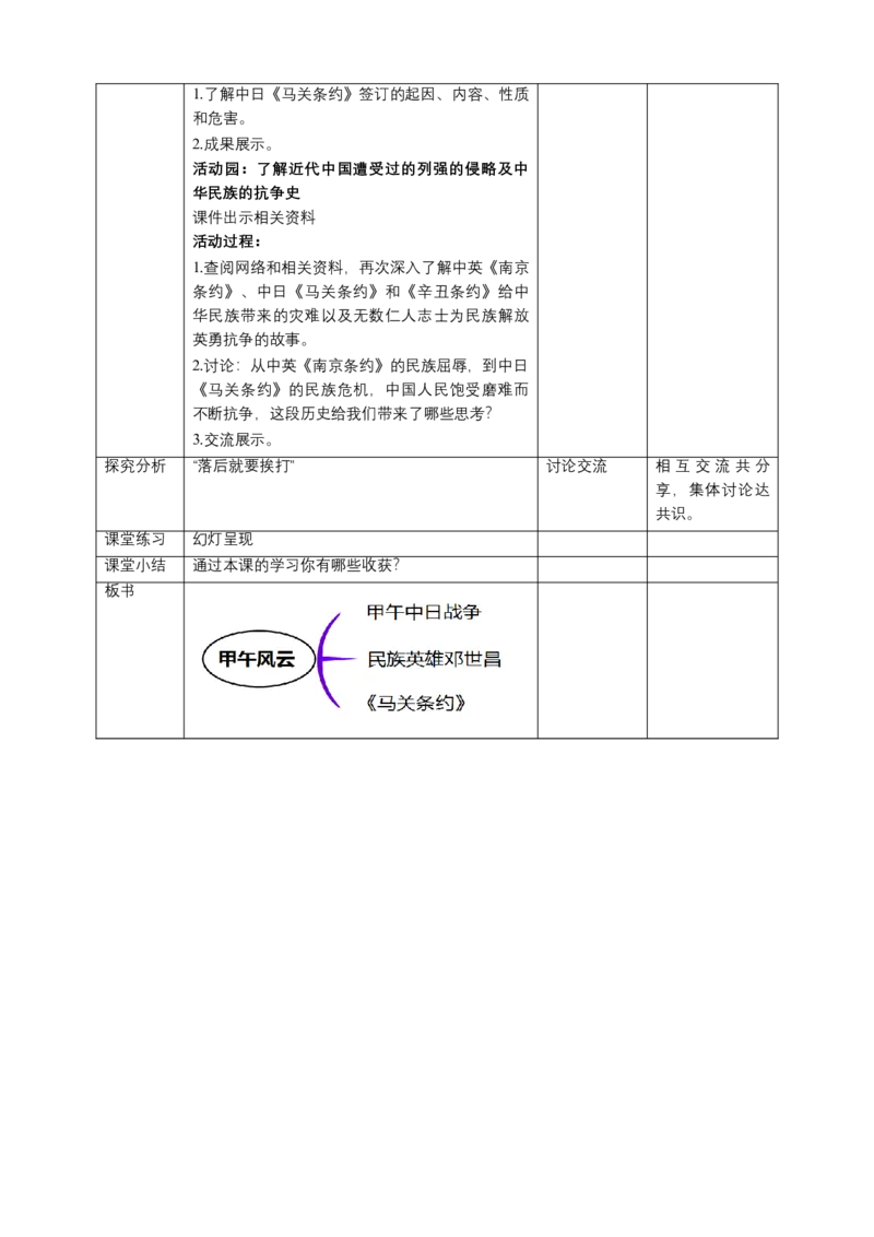 7不甘屈辱奋勇抗争（第三课时）教案-五年级下册道德与法治_A493小学道法_26新五年级道法下册（统编版）_教学教案_教案三（配套课件三）