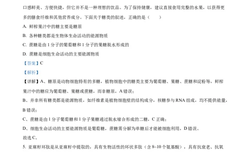 浙江省七彩阳光2025-2026学年高一上学期期中11月生物试卷Word版含解析_2025年12月高一试卷_251207浙江省&rdquo;七彩阳光&ldquo;新高考研究联盟2025-2026学年高一上学期期中（全）