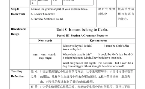 Unit8SectionA(GrammarFocus-4c)_最新人教版英语九年级全册_新更新初中英语9全_新修订版英语9全一册教案课件-新修订版，第二单元有改动_核心素养教案